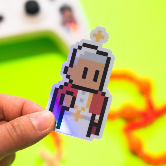 St. Pius X Holographic Video Game Sticker