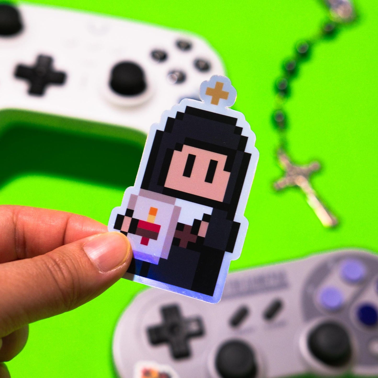 Holographic St. Margaret Mary Video Game Sticker