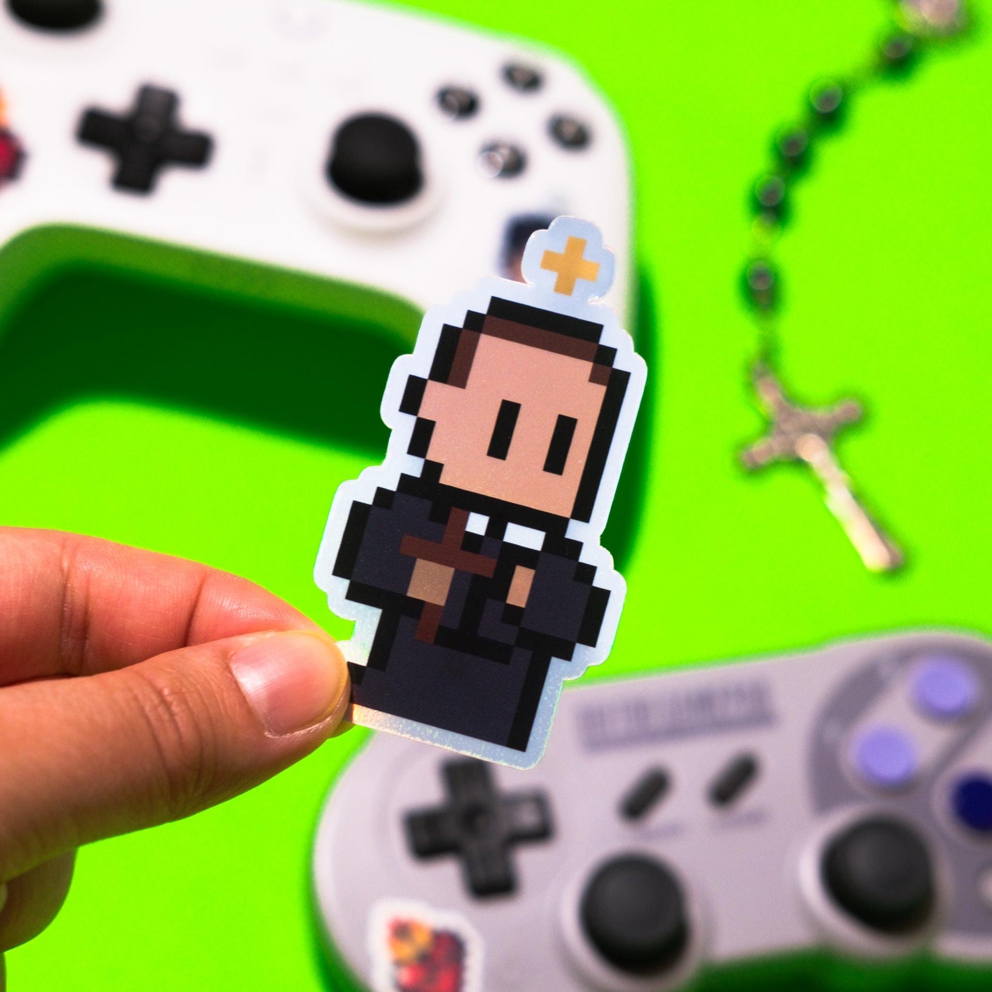 Holographic St. Gerald Majella Video Game Sticker