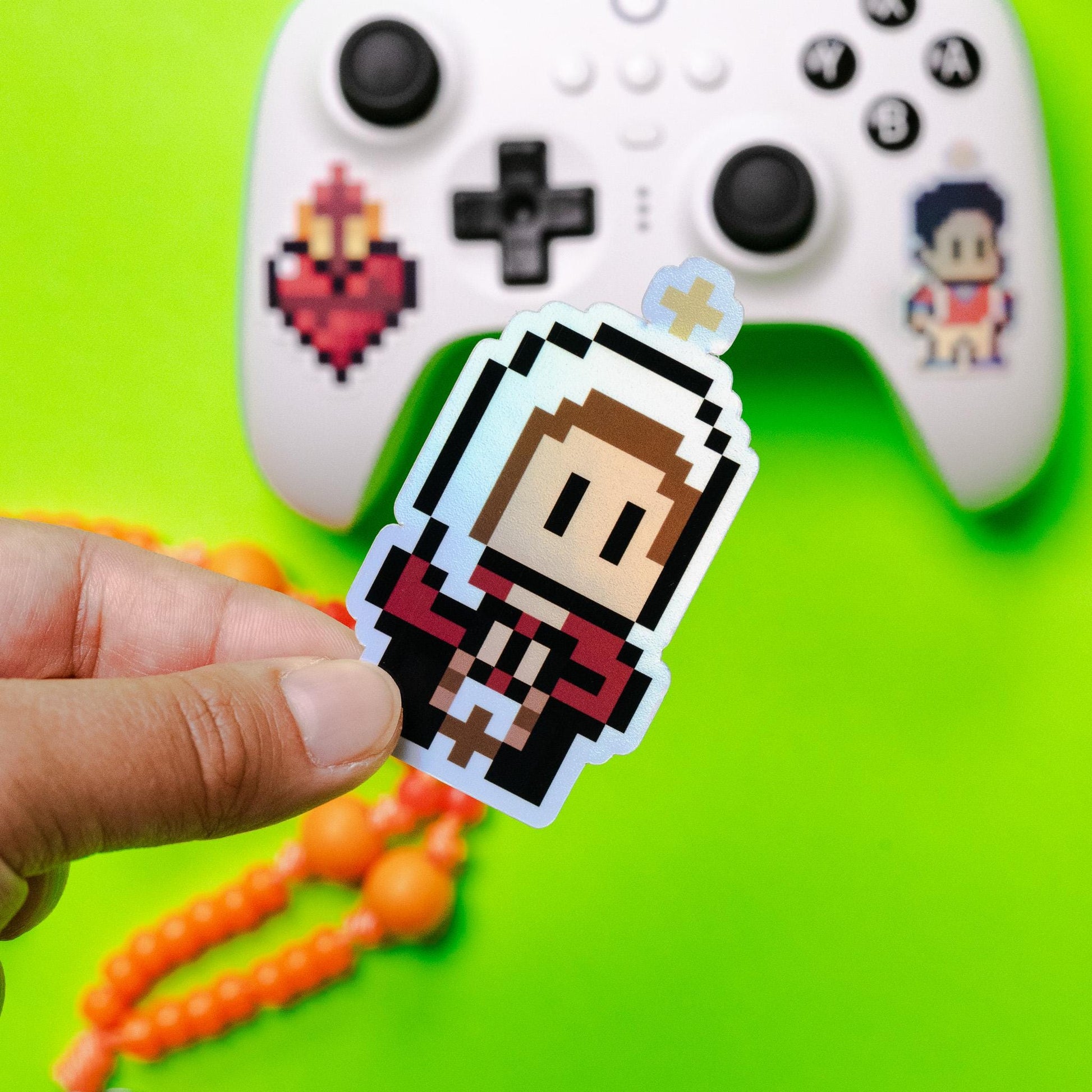 Holographic Saint Bernadette Video Game Sticker