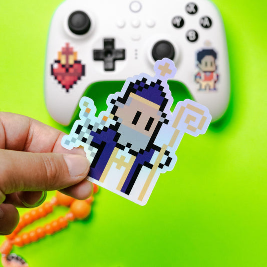 Holographic Saint Blaise Video Game Sticker