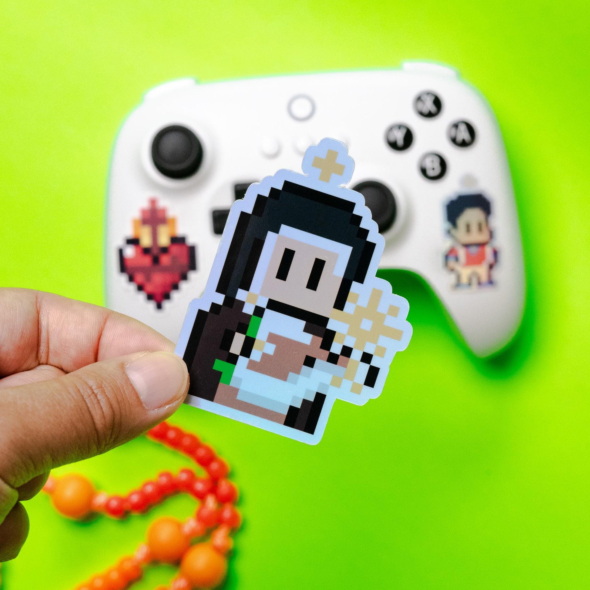 Holographic Saint Clare of Assisi Video Game Sticker
