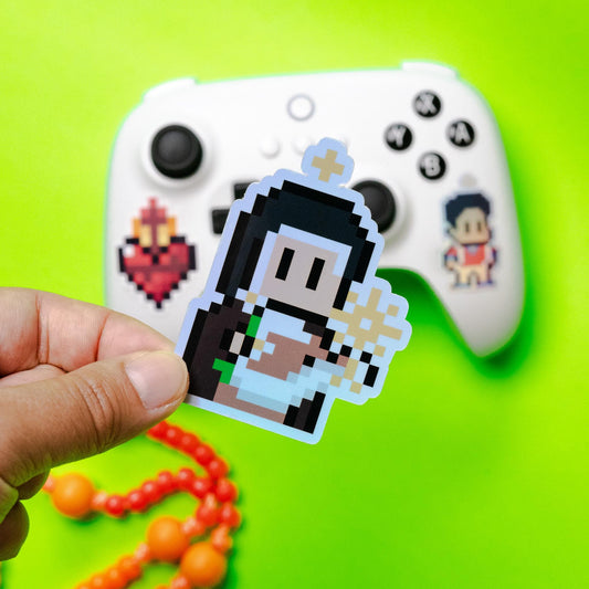 Holographic Saint Clare of Assisi Video Game Sticker