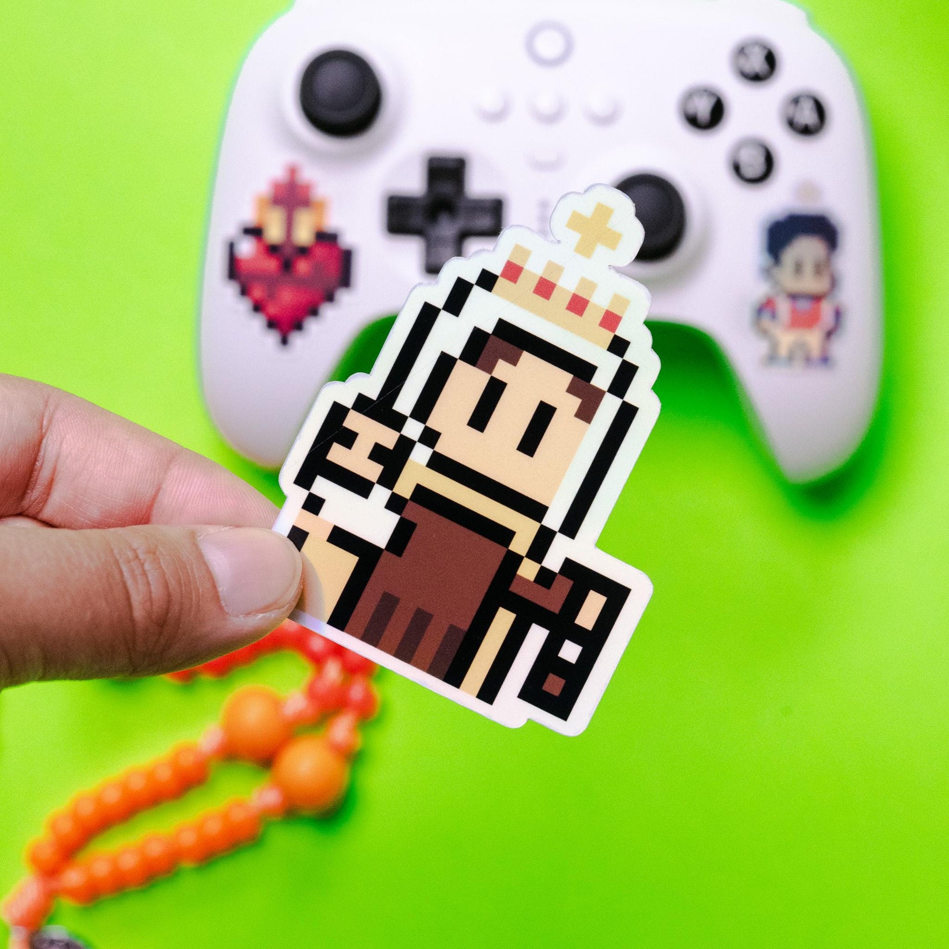Holographic Our Lady of Mt. Carmel Video Game Sticker