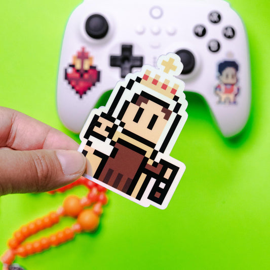 Holographic Our Lady of Mt. Carmel Video Game Sticker