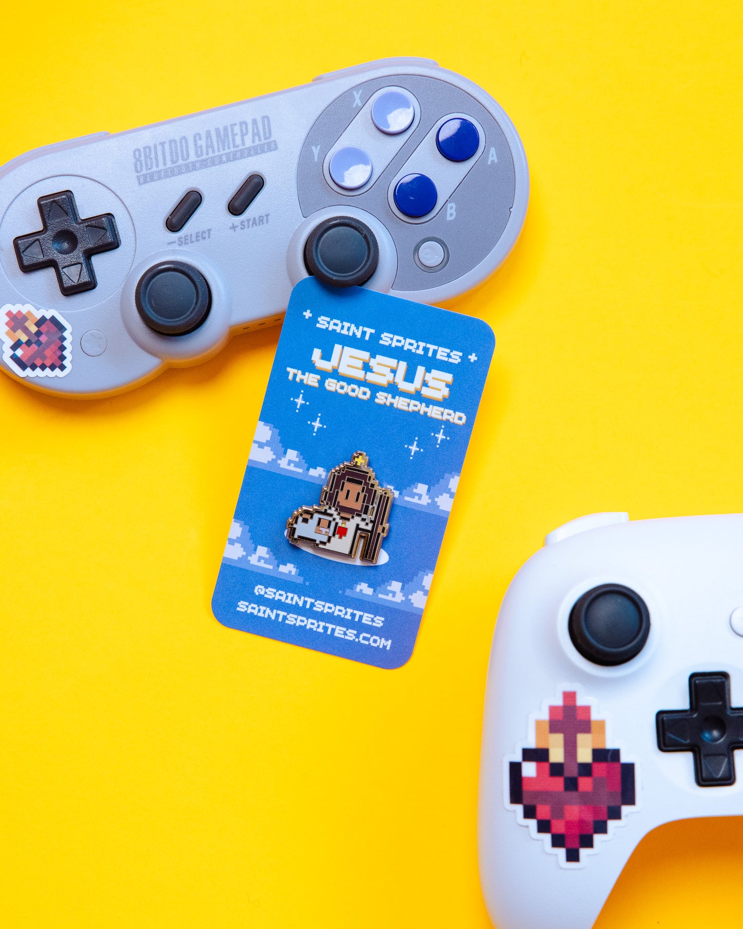 Jesus the Good Shepherd Retro Video Game Enamel Pin