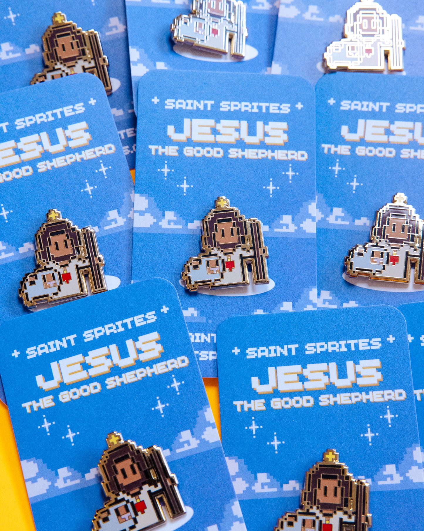 Jesus the Good Shepherd Retro Video Game Enamel Pin