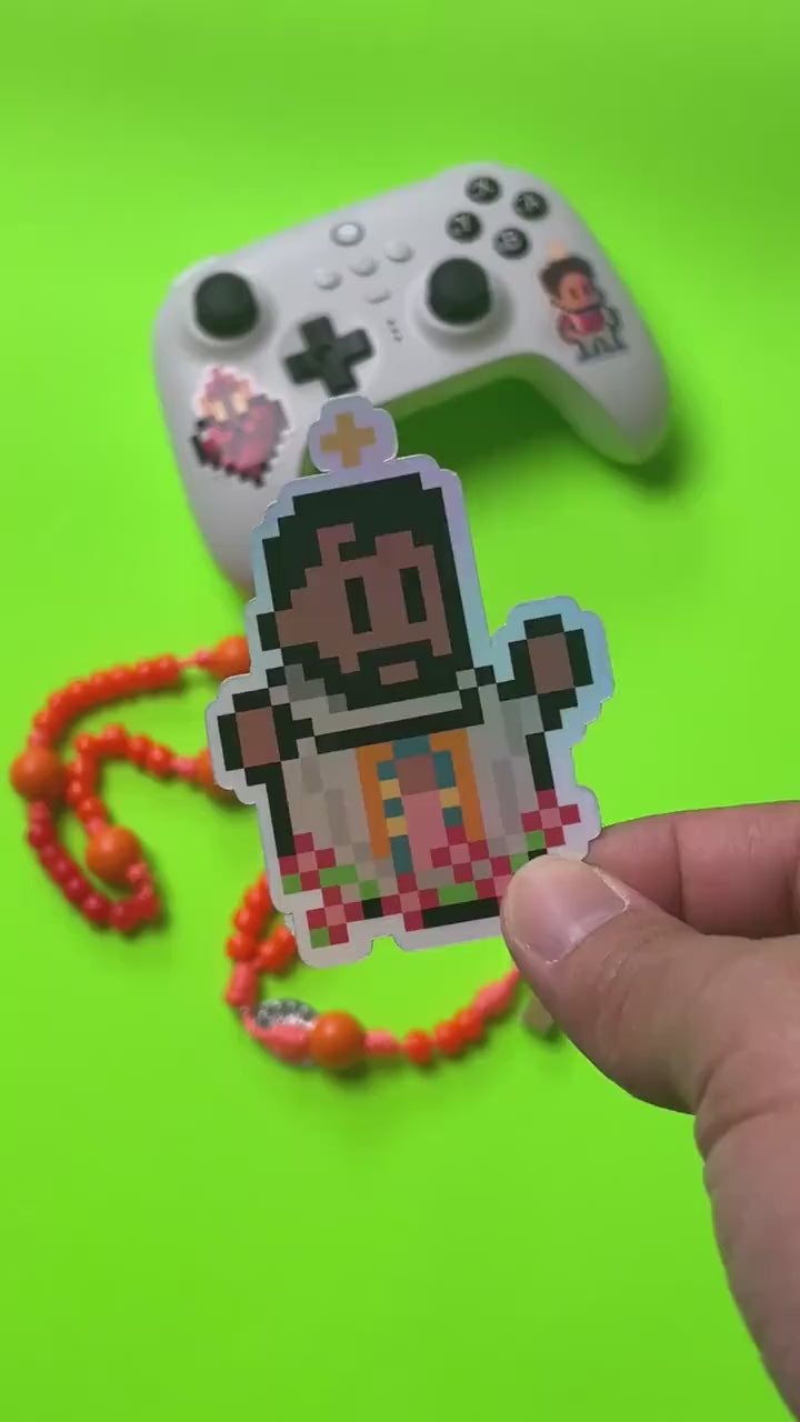 Holographic Saint Juan Diego Video Game Sticker