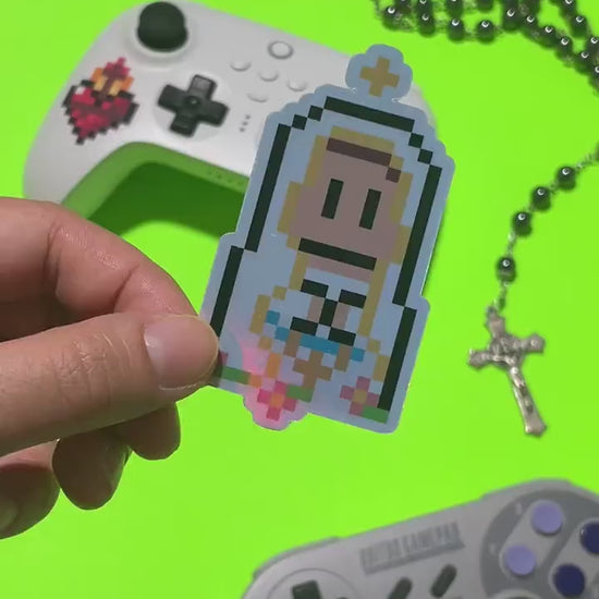 Holographic Our Lady of Lourdes Video Game Sticker