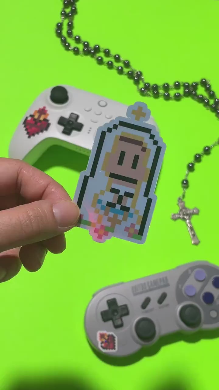 Holographic Our Lady of Lourdes Video Game Sticker