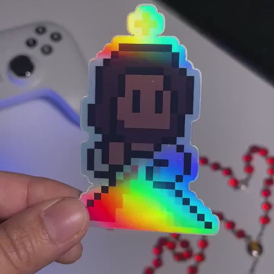 Holographic Divine Mercy Image Video Game Sticker