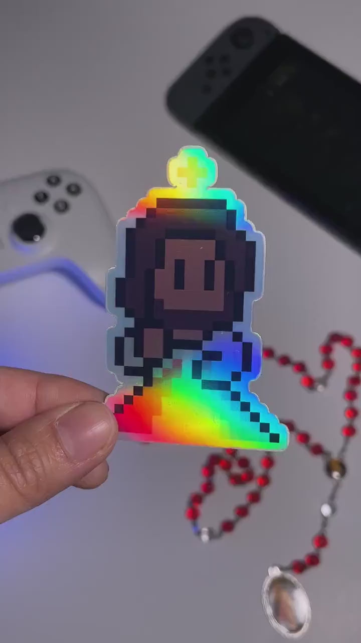 Holographic Divine Mercy Image Video Game Sticker