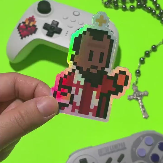 Holographic St. John Chrysostom Video Game Sticker