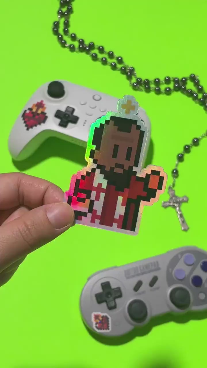 Holographic St. John Chrysostom Video Game Sticker