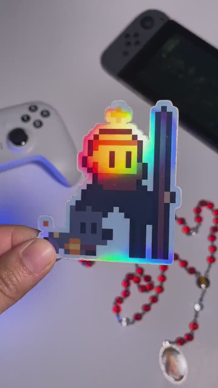 Holographic St. Dominic O.P. Video Game Sticker