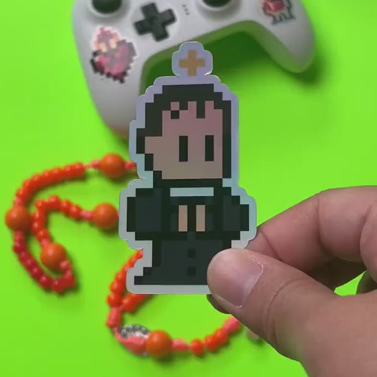 Holographic Saint John Bosco Video Game Sticker