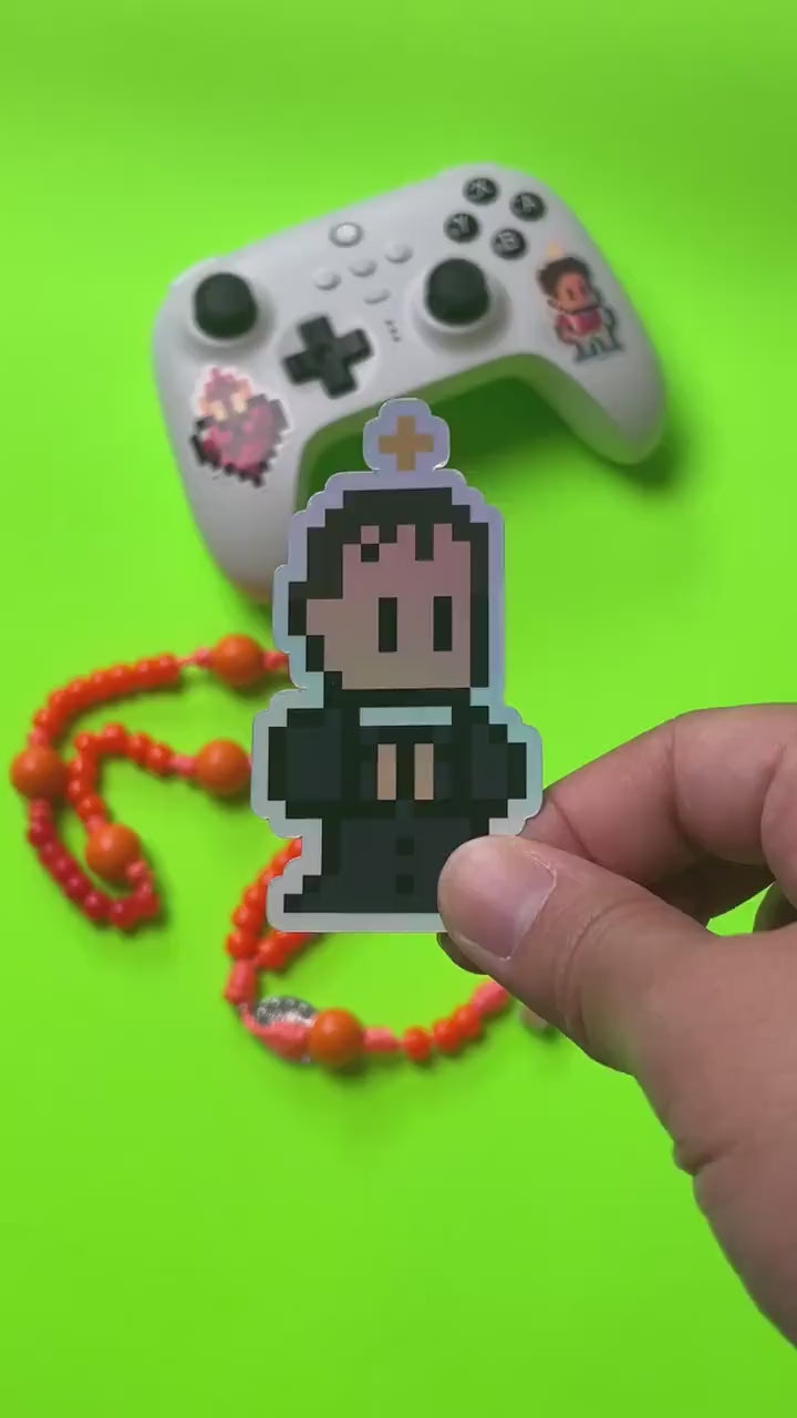 Holographic Saint John Bosco Video Game Sticker