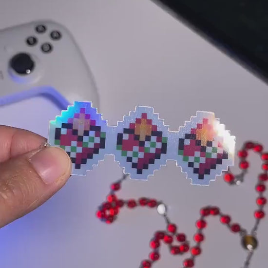 Holographic Most Chaste Heart of Joseph Small Health Bar Video Game Sticker