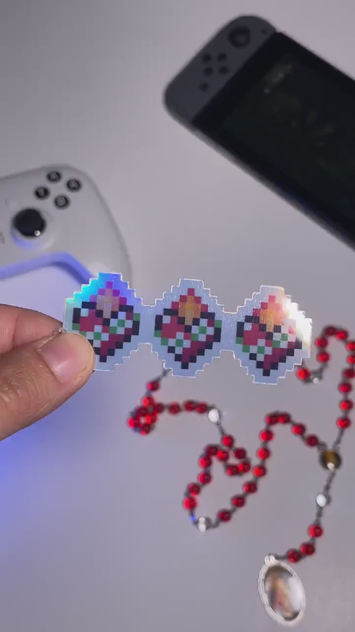 Holographic Most Chaste Heart of Joseph Small Health Bar Video Game Sticker