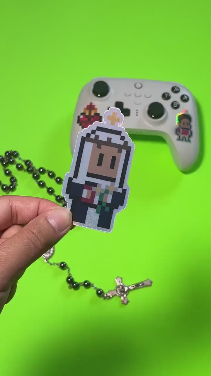 St. Catherine of Siena Holographic Video Game Sticker