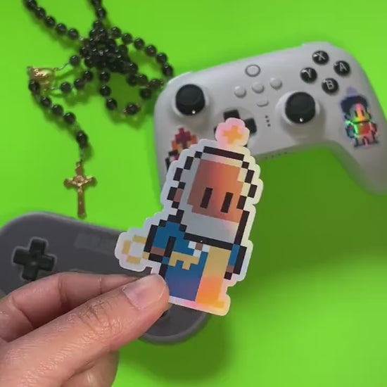 St. Peter Retro Holographic Video Game Sticker