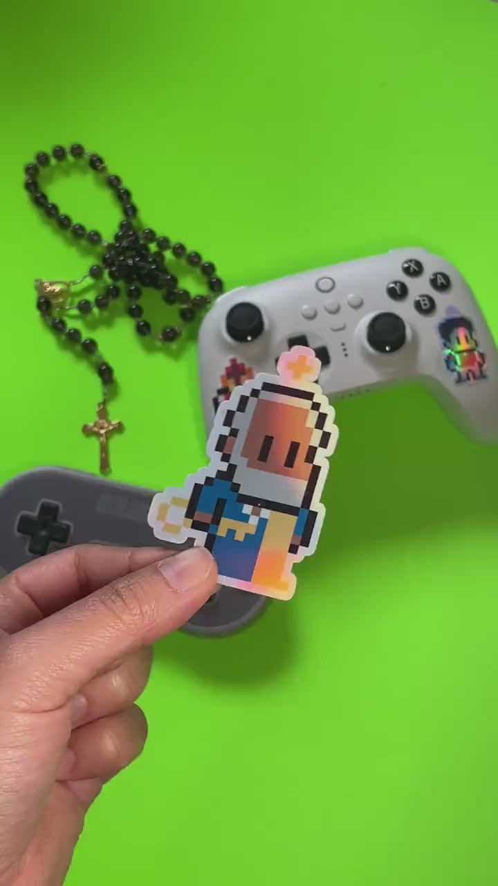 St. Peter Retro Holographic Video Game Sticker