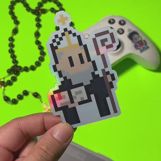 St. Albert the Great Retro Holographic Video Game Sticker