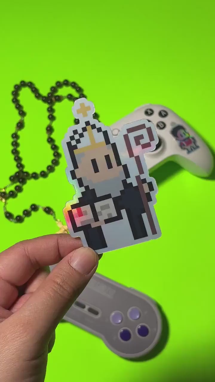 St. Albert the Great Retro Holographic Video Game Sticker