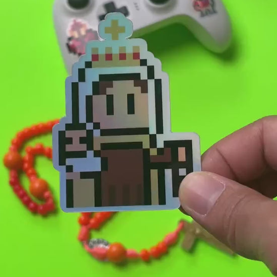 Holographic Our Lady of Mt. Carmel Video Game Sticker