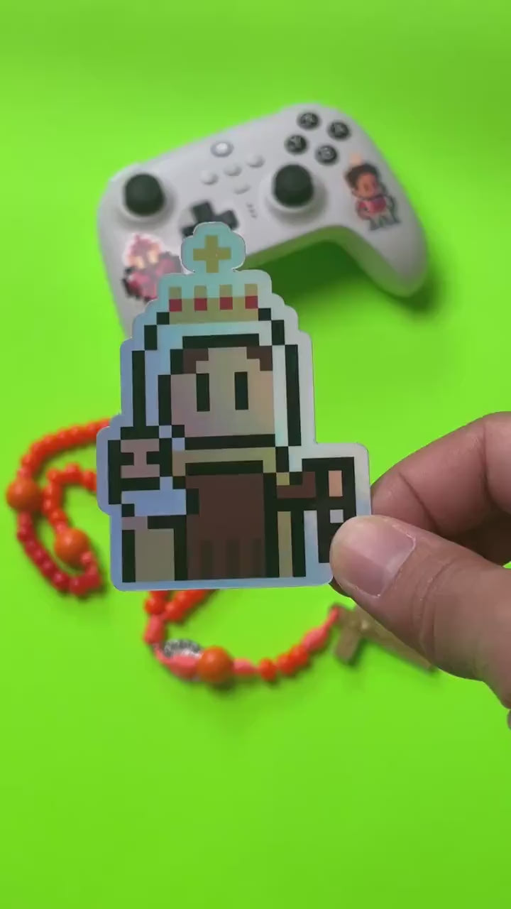 Holographic Our Lady of Mt. Carmel Video Game Sticker