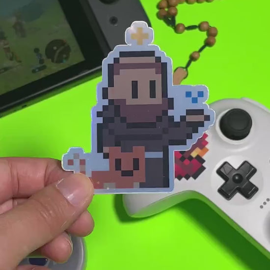 Holographic St. Francis of Assisi Video Game Sticker