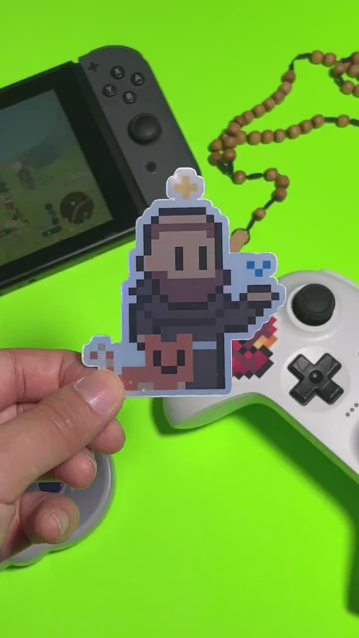 Holographic St. Francis of Assisi Video Game Sticker