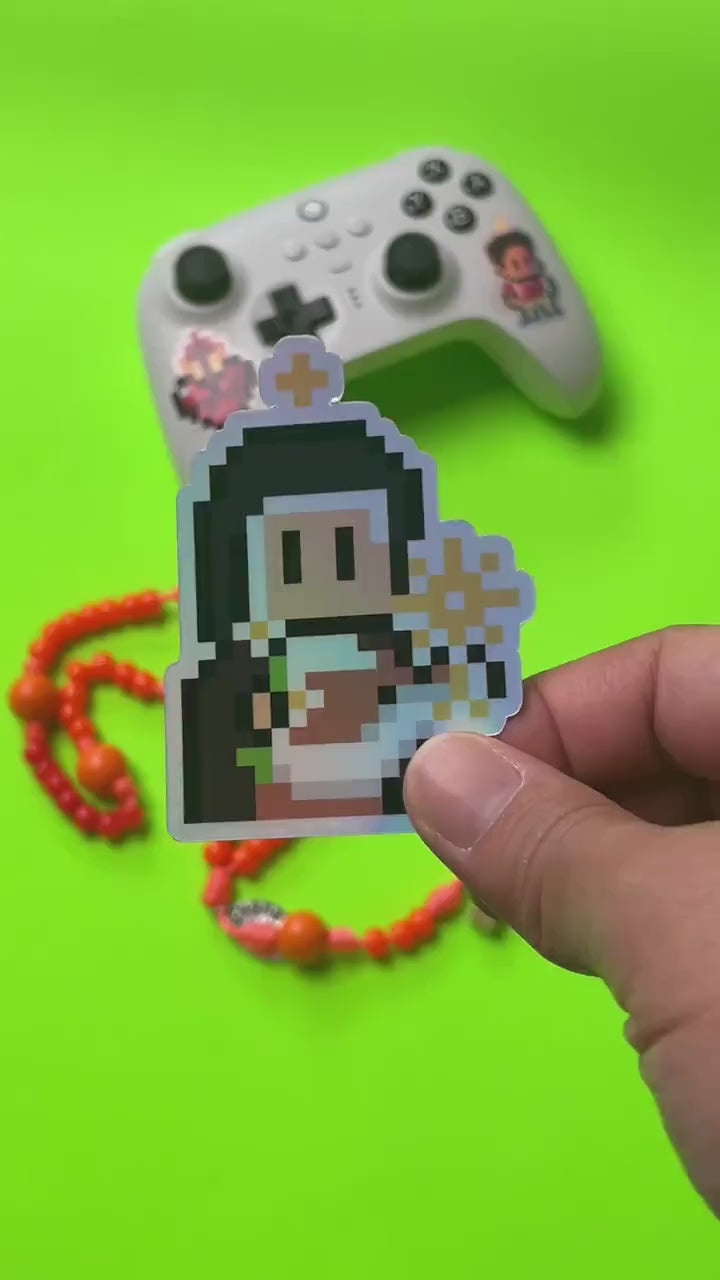 Holographic Saint Clare of Assisi Video Game Sticker