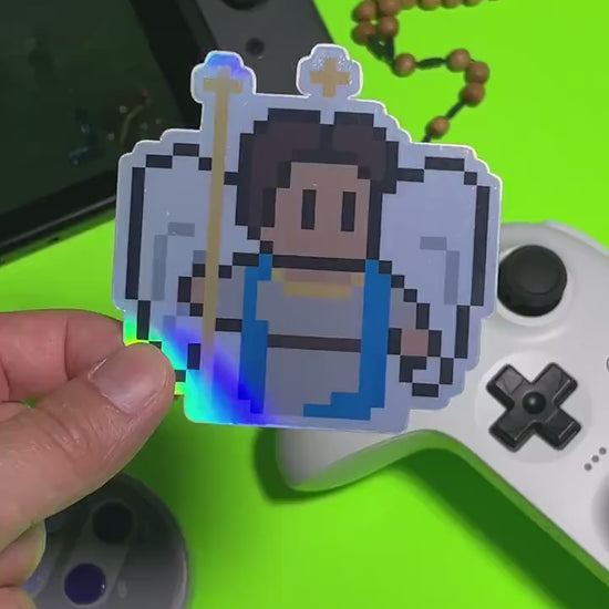 Holographic St. Raphael the Archangel Video Game Sticker