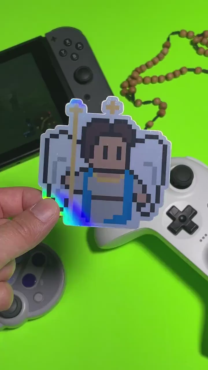 Holographic St. Raphael the Archangel Video Game Sticker