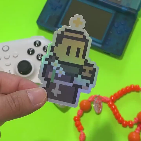 St. Anthony of Padua Holographic Video Game Sticker