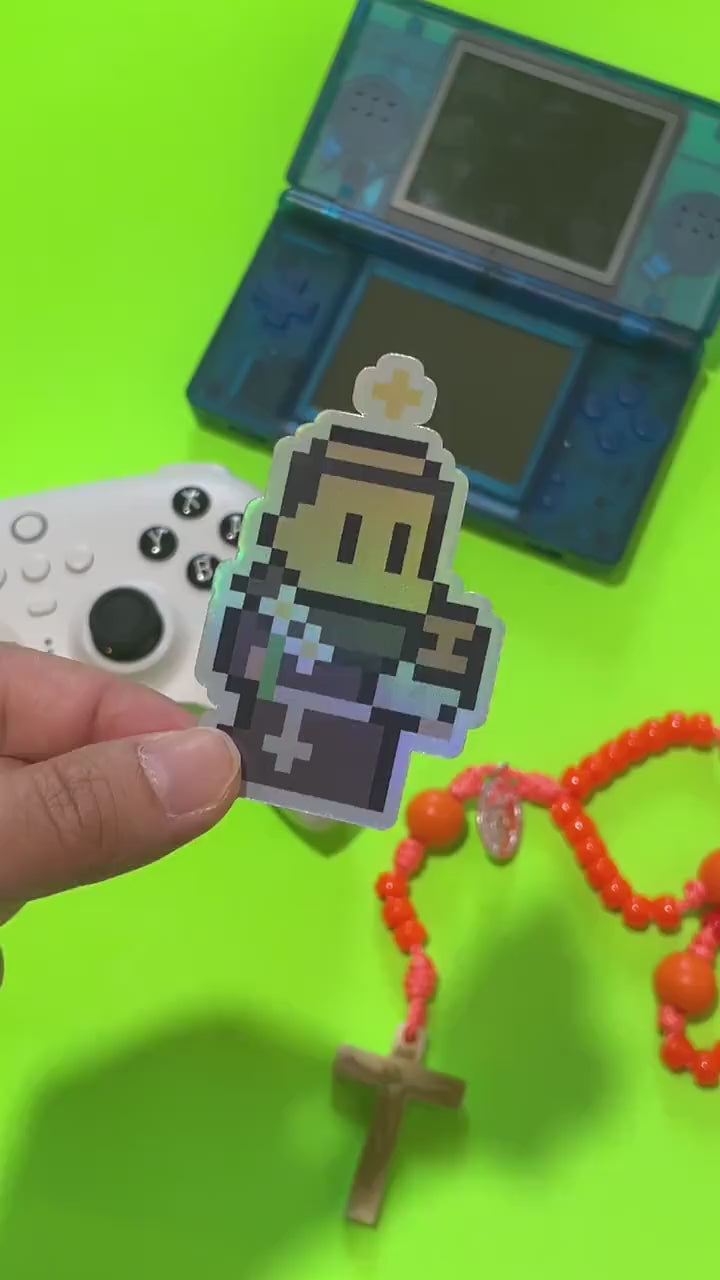 St. Anthony of Padua Holographic Video Game Sticker