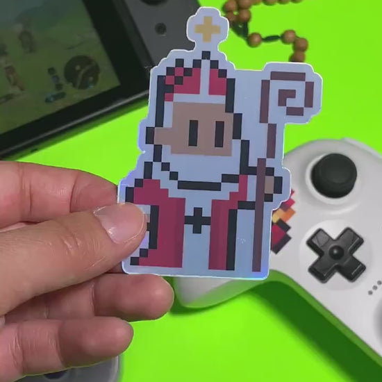 Holographic St. Nicholas Video Game Sticker
