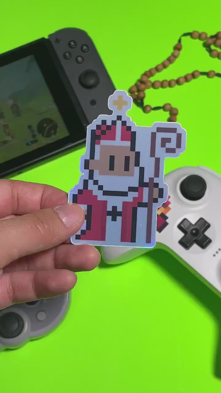 Holographic St. Nicholas Video Game Sticker