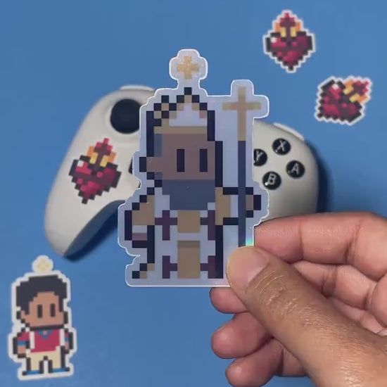 Holographic St. Ambrose Video Game Sticker