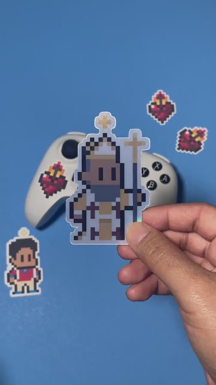 Holographic St. Ambrose Video Game Sticker
