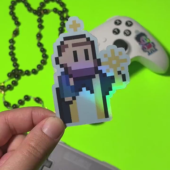 St. Hyacinth Retro Holographic Video Game Sticker