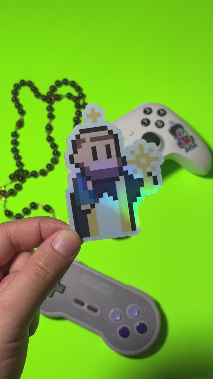 St. Hyacinth Retro Holographic Video Game Sticker