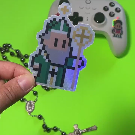 St. Patrick Holographic Video Game Sticker