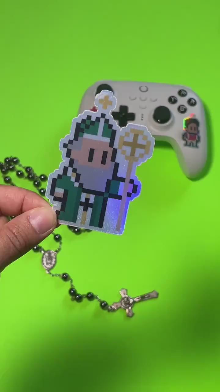 St. Patrick Holographic Video Game Sticker