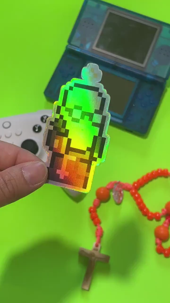 Blessed Solanus Casey Holographic Video Game Sticker