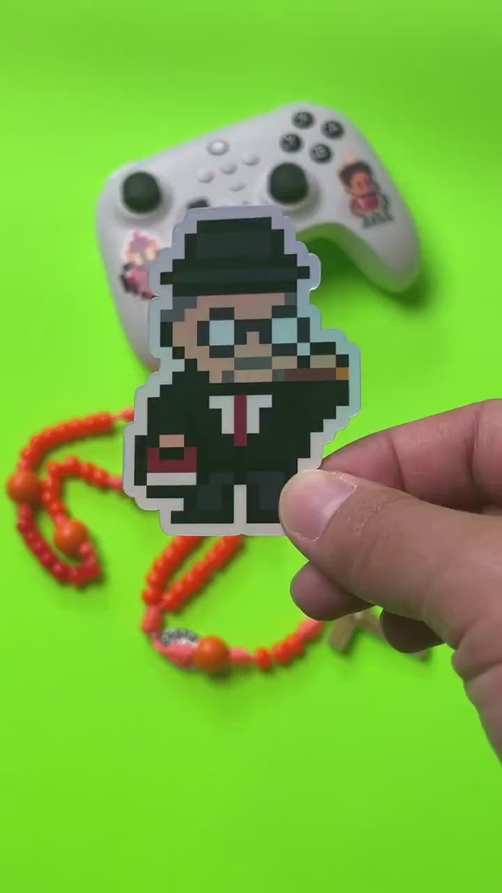Holographic G.K. Chesterton Video Game Sticker