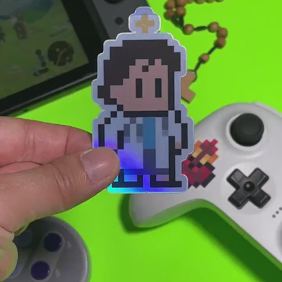 Holographic St. Gianna Molla Video Game Sticker