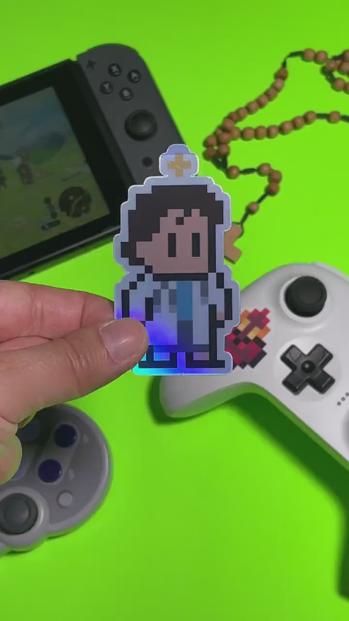 Holographic St. Gianna Molla Video Game Sticker