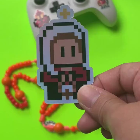 Holographic Saint Bernadette Video Game Sticker